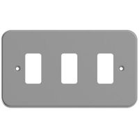 Show details for  Metal Clad Grid Faceplate, 3 Gang, Grey