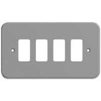 Show details for  Metal Clad Grid Faceplate, 4 Gang, Grey