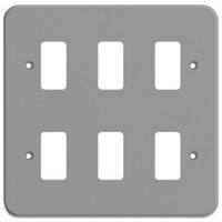 Show details for  Metal Clad Grid Faceplate, 6 Gang, Grey