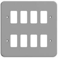 Show details for  Metal Clad Grid Faceplate, 8 Gang, Grey