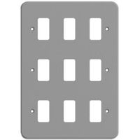 Show details for  Metal Clad Grid Faceplate, 9 Gang, Grey