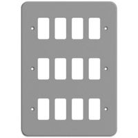 Show details for  Metal Clad Grid Faceplate, 12 Gang, Grey