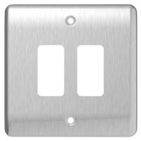Show details for  Grid Faceplate, 2 Gang, Brushed Chrome
