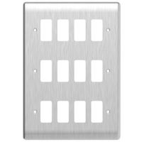 Show details for  Grid Faceplate, 12 Gang, Brushed Chrome