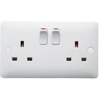 Show details for  13A Switched Socket, 2 Gang, White, Version 2, Modern Range