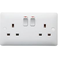 Show details for  13A Double Pole Switched Socket, 2 Gang, White, Version 2, Modern Range