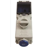 Show details for  63A Vertical Switched Interlocked Socket with RCD, 3P+E, 415V, Blue, IP44