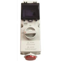 Show details for  63A Vertical Switched Interlocked Socket with RCD, 3P+N+E, 415V, Red, IP44