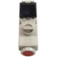 Show details for  63A Vertical Switched Interlocked Socket with RCD, 3P+N+E, 415V, Red, IP67