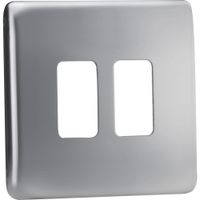 Show details for  Grid Faceplate, 2 Gang, Polished Chrome