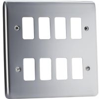 Show details for  Grid Faceplate, 8 Gang, Polished Chrome