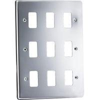Show details for  Grid Faceplate, 9 Gang, Polished Chrome