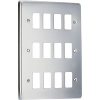 Show details for  Grid Faceplate, 12 Gang, Polished Chrome
