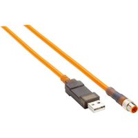 Show details for Connector Cable, 4 Pin Straight Male - USB-A Straight Male, M8, 4 Core, PVC, Orange, 2m
