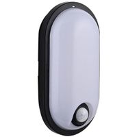 Show details for  15W LED CCT Oval Bulkhead with PIR, 3000K/4000K/6000K, 1500lm, Black, IP65, Pillo PLUS CCT Range