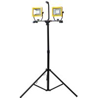 Show details for  2 x 30W LED Twin Workight with Tripod, 240V, 6000K, 4800lm, Black/Yellow, IP65