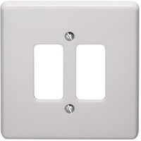 Show details for  Grid Cover Plate, 2 Gang, White, Capital Range
