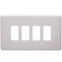 Show details for  Flush Moulded Grid Cover Plate, 4 Gang, White, IP2X