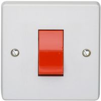 Show details for  45A Double Pole Switch, 1 Gang, White, IP2X
