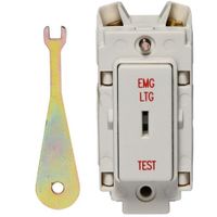 Show details for  20A 1 Way Double Pole Complete with Key 'Emergency Light Test', White, IP2X