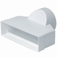 Show details for  Rigid Duct Inline Round to Rectangular Adapter, 204mm x 60mm - 100mm, White