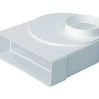 Show details for Rigid Duct Plenum Offset Rotating Spigot (Air Valve Adapter), 220mm x 90mm-150mm, White