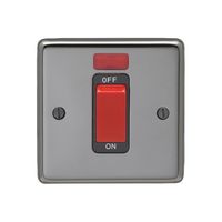 Show details for  45A 1 Gang DP Cooker Switch & Neon - Black Nickel/Black