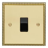 Show details for  10A 1 Gang 2 Way Switch - Brass/Black
