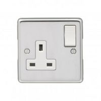 Show details for  13A 1 Gang DP Switched Socket - Polished Stainless/White