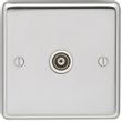 Show details for  TV Coaxial Socket, 1 Gang, Polished Stainless Steel, White Trim, Stainless Steel Range