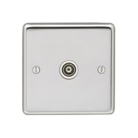 Show details for  1 Gang TV Outlet - Polished Stainless/White