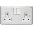 Show details for  13A Double Pole Switched Socket, 2 Gang, Polished Stainless Steel, White Trim, Stainless Steel Range