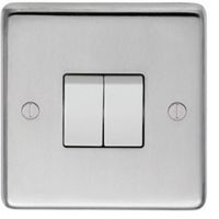 Show details for 10A 2 Way Switch, 2 Gang, Polished Stainless Steel, Matching Trim, Stainless Steel Range