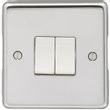 Show details for  10A 2 Way Switch, 2 Gang, Polished Stainless Steel, White Trim, Stainless Steel Range
