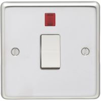 Show details for  20A Double Pole Switch with Neon, 1 Gang, Polished Stainless Steel, White Trim, Stainless Steel