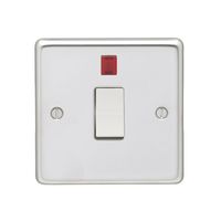Show details for  Polished Stainless Steel Finish S/Steel Plate 1 Gang 20A DP Switch Neon White Inserts