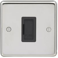 Show details for  13A Unswitched Fuse Spur, 1 Gang, Polished Stainless Steel, Black Trim, Stainless Steel Range