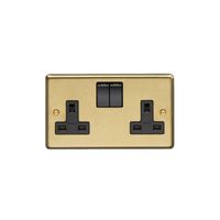Show details for  13 A 2 Gang DP Switched Socket - Satin Brass