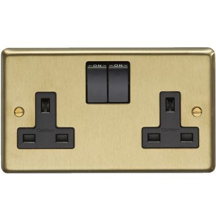 SB2SOB Eurolite 13 A 2 Gang DP Switched Socket - Satin Brass | YESSS ...