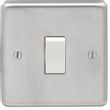 Show details for  10A 2 Way Switch, 1 Gang, Satin Stainless Steel, White Trim, Stainless Steel Range