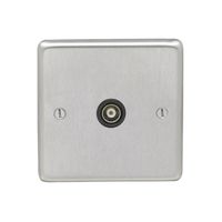 Show details for  1 Gang TV Outlet - Satin Stainless/Black