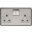 Show details for  13A Double Pole Switched Socket, 2 Gang, Satin Stainless Steel, White Trim, Stainless Steel Range