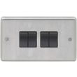Show details for  10A 2 Way Switch, 4 Gang, Satin Stainless Steel, Black Trim, Stainless Steel Range