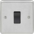 Show details for  20A Double Pole Switch, 1 Gang, Satin Stainless Steel, Black Trim, Stainless Steel Range