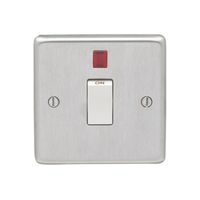 Show details for  20A 1 Gang DP Switch & Neon - Satin Stainless/White