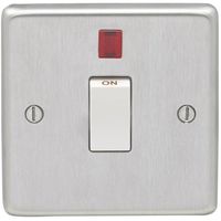 Show details for  20A Double Pole Switch with Neon, 1 Gang, Satin Stainless Steel, White Trim, Stainless Steel Range