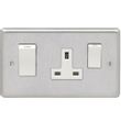 Show details for  45A Double Pole Switch and Socket, 2 Gang, Satin Stainless Steel, White Trim, Stainless Range