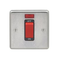Show details for  45A 1 Gang DP Cooker Switch & Neon - Satin Stainless/Black