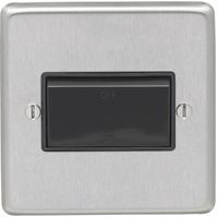 Show details for  6A Fan Isolator Switch, 1 Gang, Satin Stainless Steel, Black Trim, Stainless Steel Range