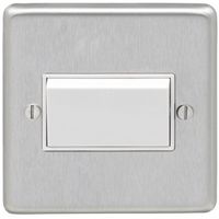 Show details for  6A Fan Isolator Switch, 1 Gang, Satin Stainless Steel, White Trim, Stainless Steel Range